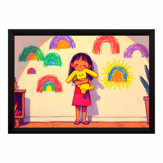 Rainbow Dreams Kids Wall Art | Cute Nursery Cartoon Print
