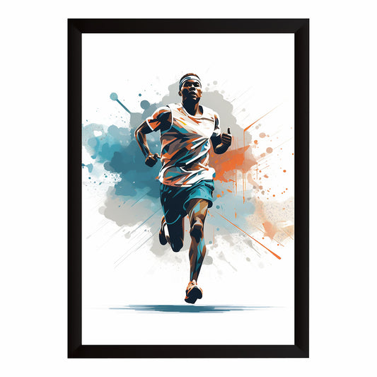 Running Athlete Wall Art – Dynamic Runner Poster, Modern Sports Artwork, Inspirational Framed Wall Décor for Gym, Bedroom & Office