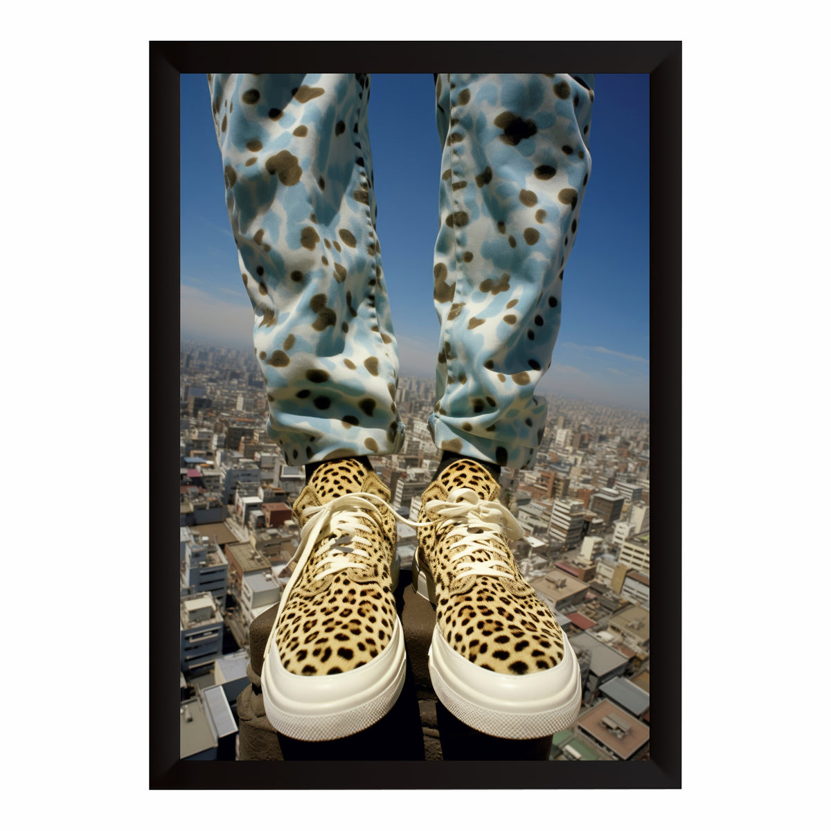 Leopard Print Shoes Wall Art | Stylish Animal Print Sneakers Artwork | Fashion Footwear Photography | Modern Wall Decor