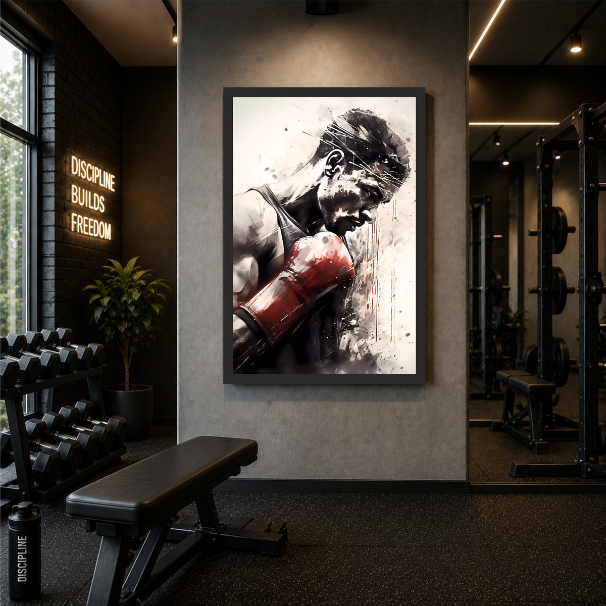 Abstract Boxer Wall Art | Motivational Boxing Canvas | Modern Sports Decor