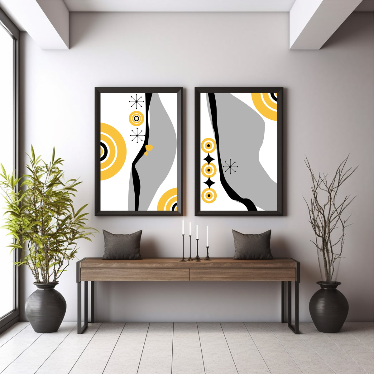 Mid Century Modern Abstract Wall Art | Geometric Retro Decor
