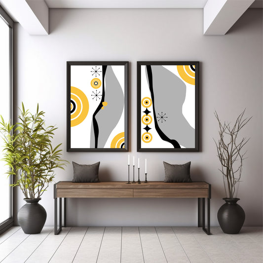 Mid Century Modern Abstract Wall Art | Geometric Retro Decor