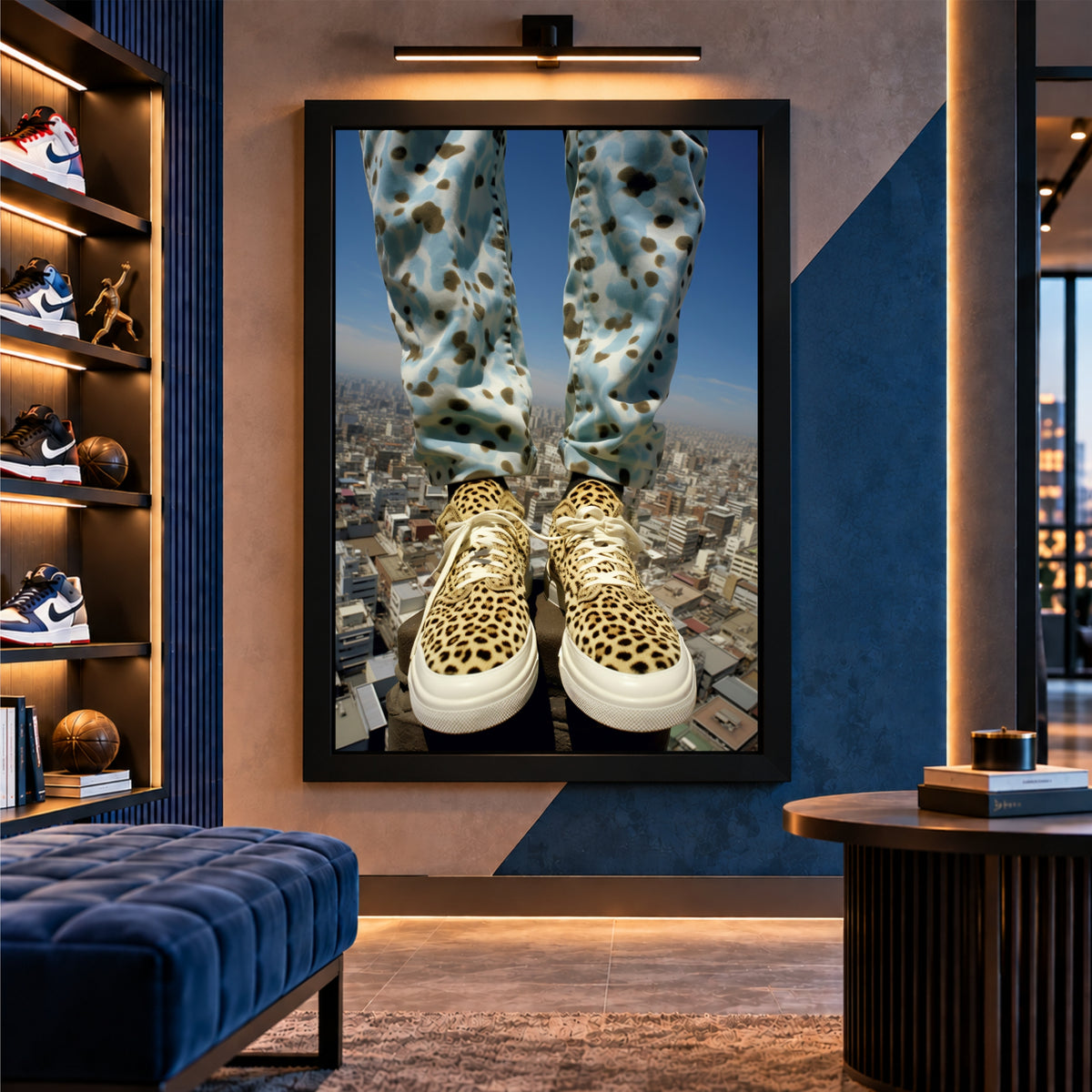 Leopard Print Shoes Wall Art | Stylish Animal Print Sneakers Artwork | Fashion Footwear Photography | Modern Wall Decor