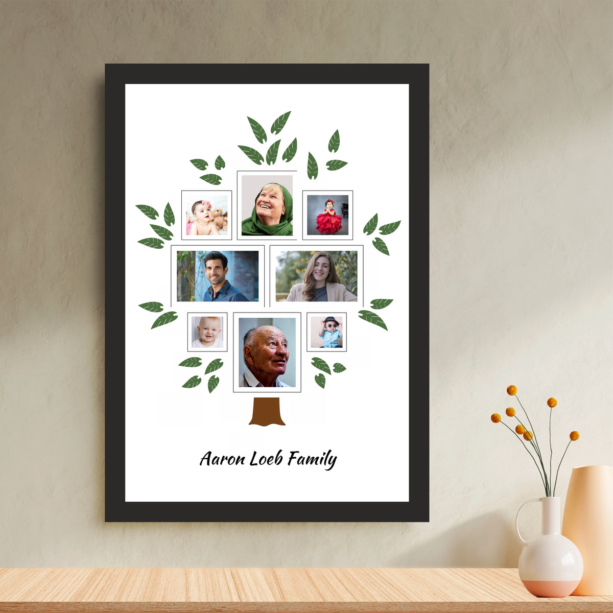 Customized Family Tree Photo Frame | Personalized Family Tree Wall Art | Family Photo Collage