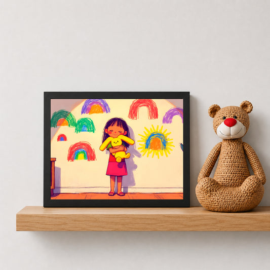 Rainbow Dreams Kids Wall Art | Cute Nursery Cartoon Print