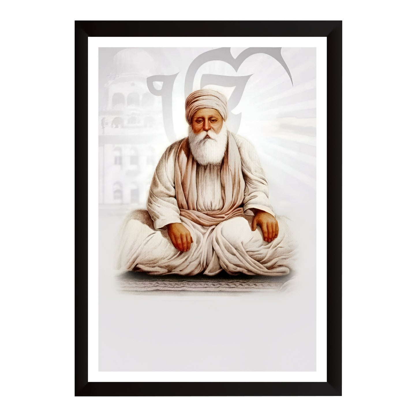 Guru Amar Das Ji Wall Art | Third Sikh Guru Portrait Canvas | Sikh Spiritual Home Decor | Devotional Artwork