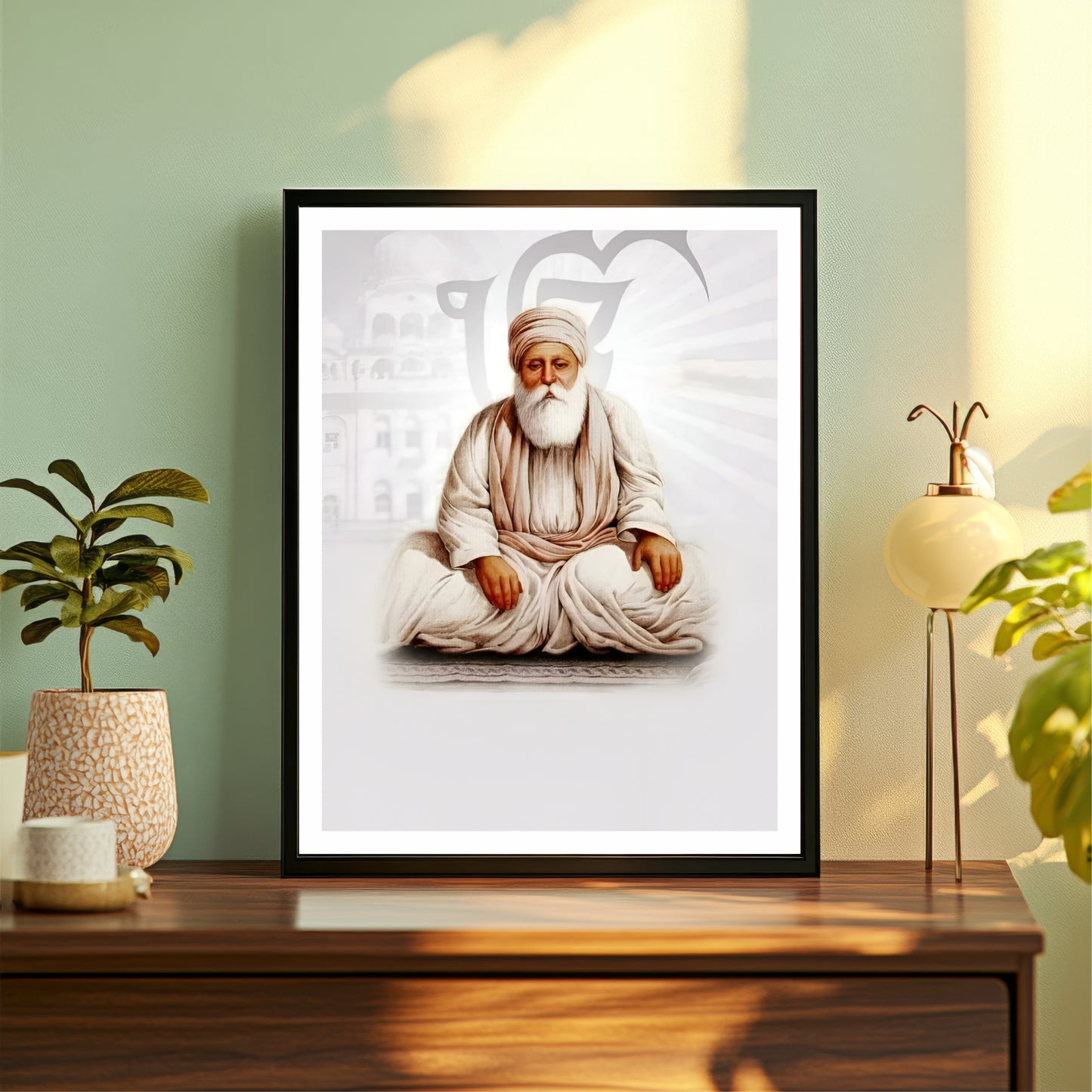 Guru Amar Das Ji Wall Art | Third Sikh Guru Portrait Canvas | Sikh Spiritual Home Decor | Devotional Artwork