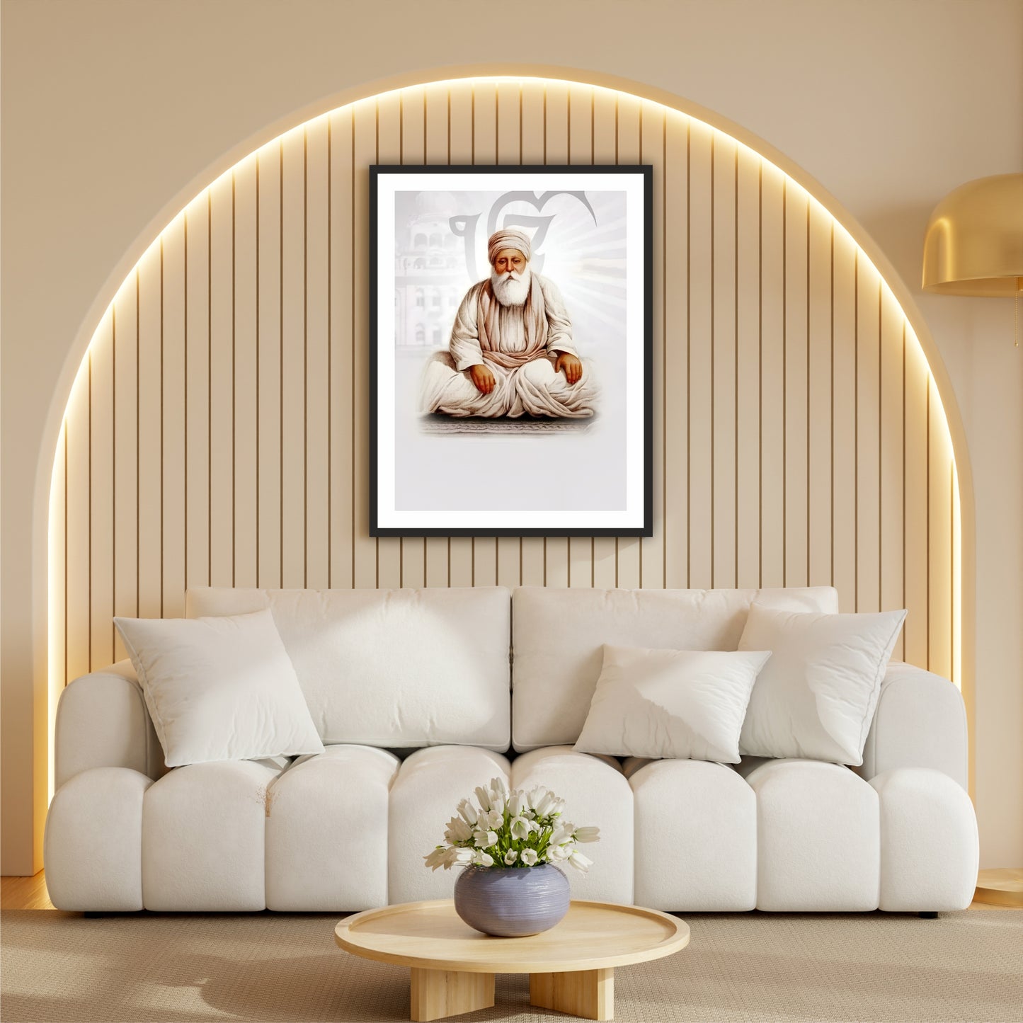Guru Amar Das Ji Wall Art | Third Sikh Guru Portrait Canvas | Sikh Spiritual Home Decor | Devotional Artwork