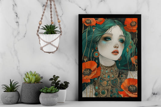 Mystic Muse – Enchanted Floral Portrait Wall Frame 🌺🪷
