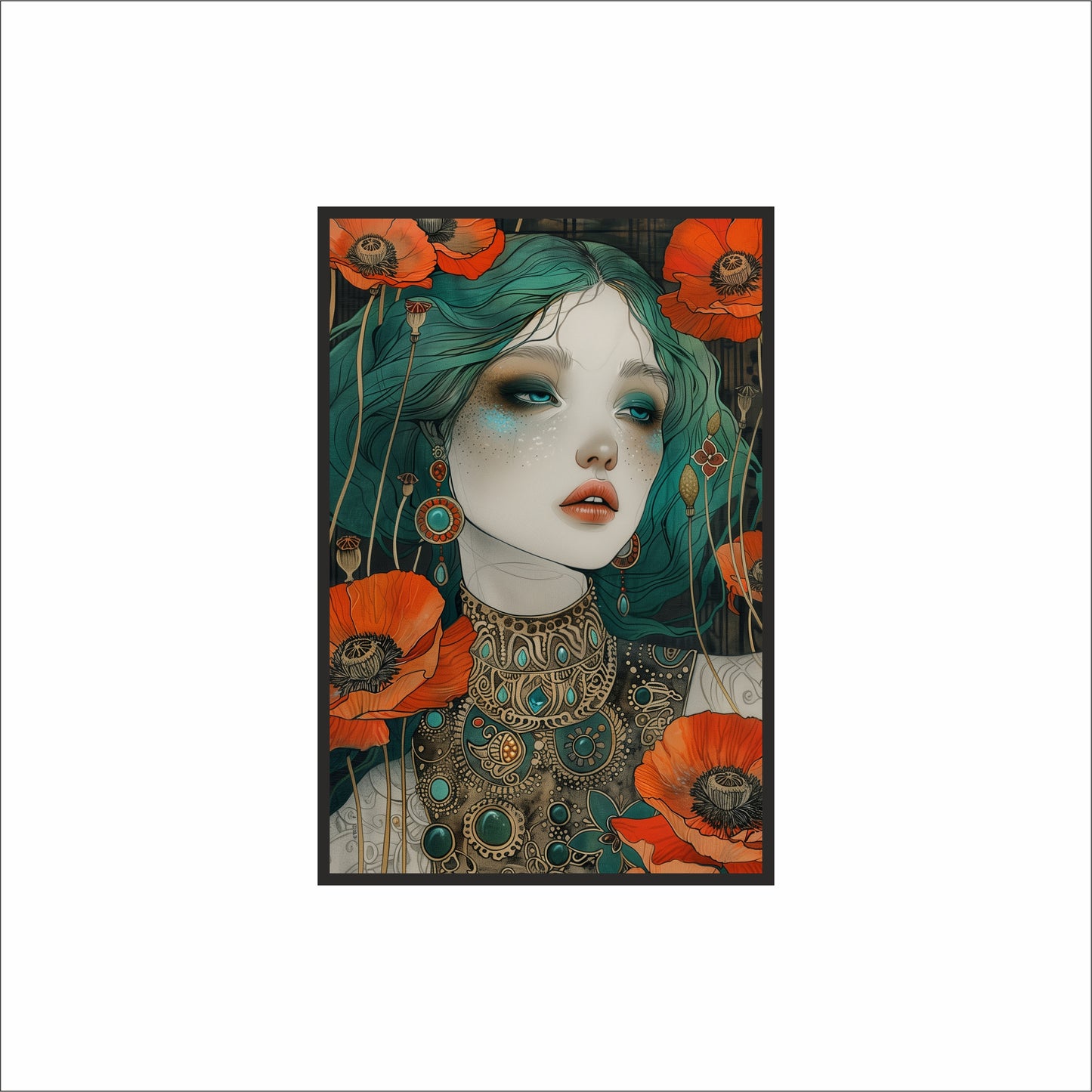 Mystic Muse – Enchanted Floral Portrait Wall Frame 🌺🪷