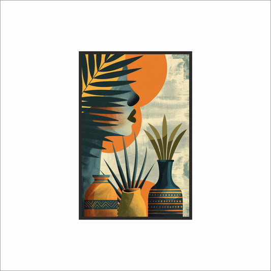 Golden Serenity – Abstract Botanical Woman Wall Frame 🌿🧡