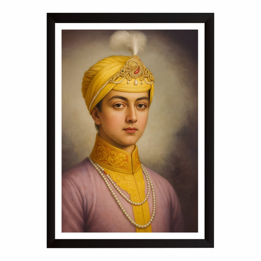 Guru Har Krishan Ji Wall Art | Eighth Sikh Guru Portrait | Sikh Spiritual Canvas | Devotional Home Decor