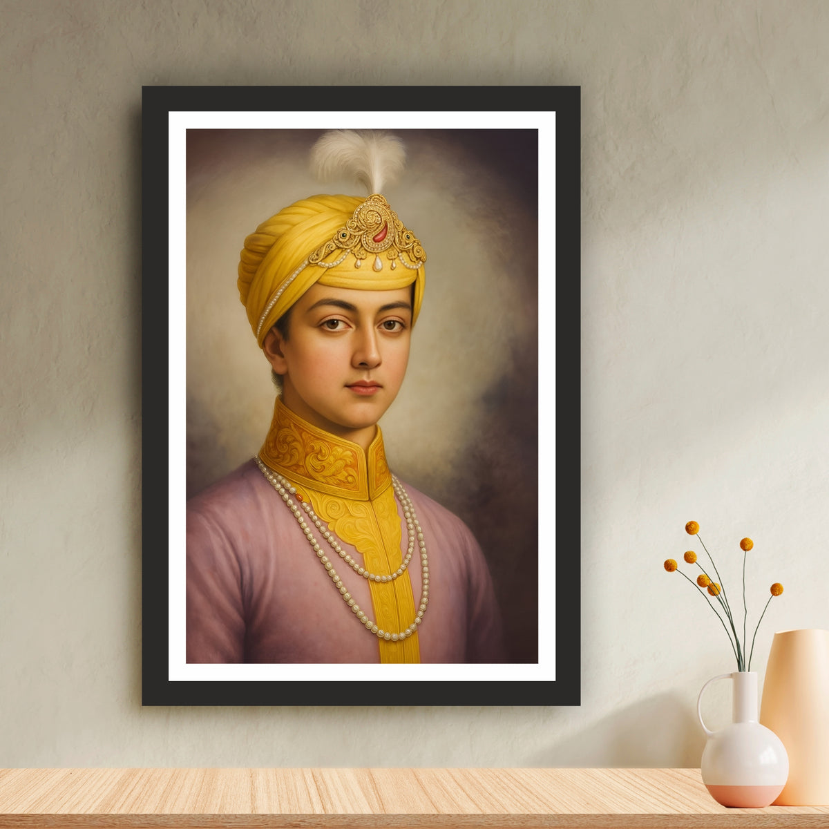 Guru Har Krishan Ji Wall Art | Eighth Sikh Guru Portrait | Sikh Spiritual Canvas | Devotional Home Decor