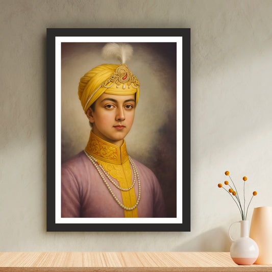 Guru Har Krishan Ji Wall Art | Eighth Sikh Guru Portrait | Sikh Spiritual Canvas | Devotional Home Decor