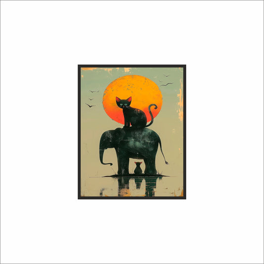 Wild Harmony Wall Frame – Playful Animal Art for Modern Spaces 🐘🐾