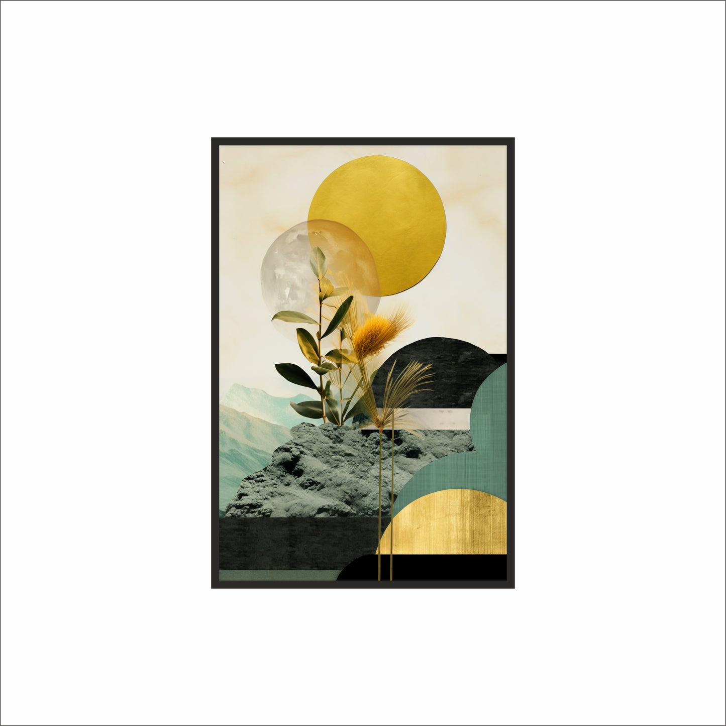 Golden Horizon – Modern Abstract Nature Wall Frame 🌿🌞