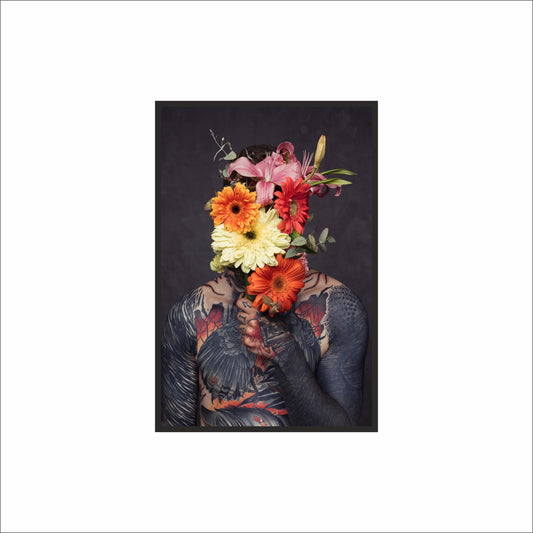Bloom Within Chaos – Artistic Floral Portrait Wall Frame 🌺🖤