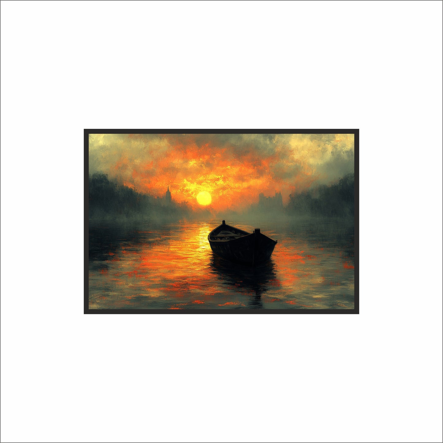 Golden Drift – Boat at Sunset Wall Frame 🌅🚤