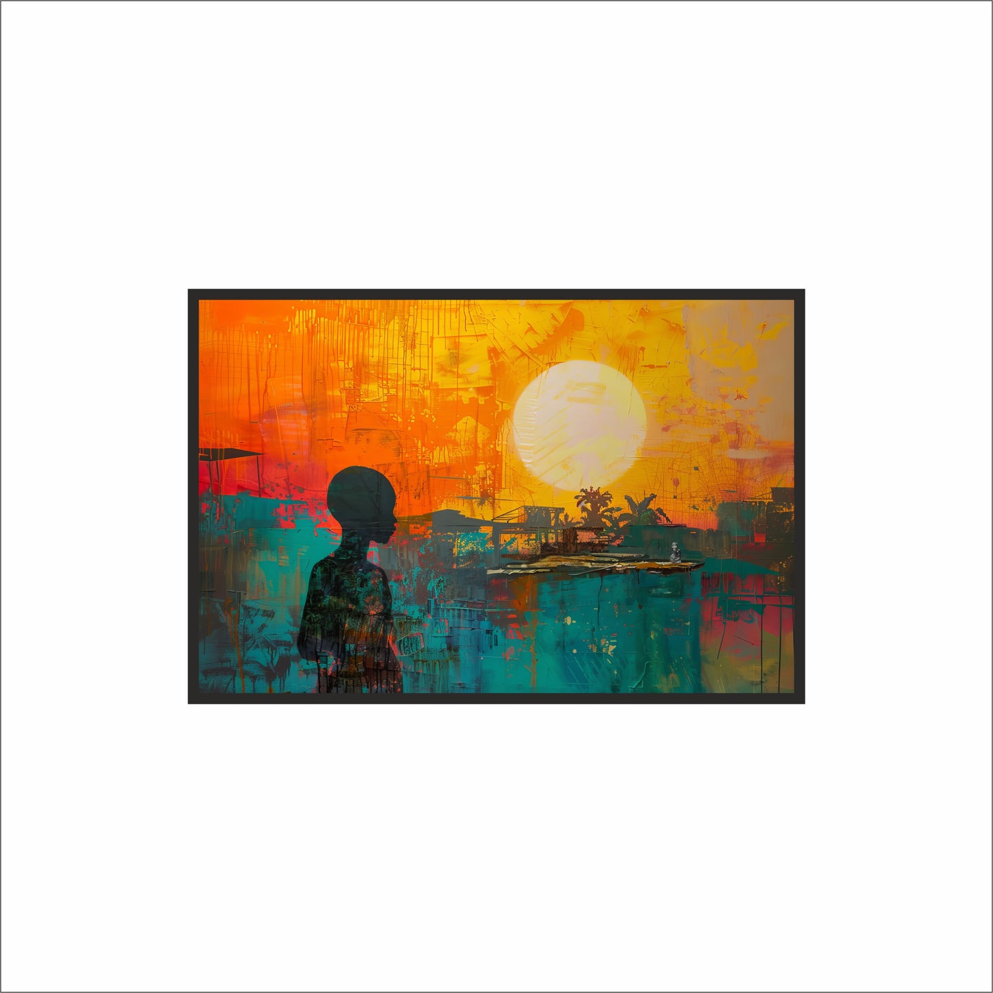 Urban Glow – Sunset Silhouette Wall Frame 🌇🎨