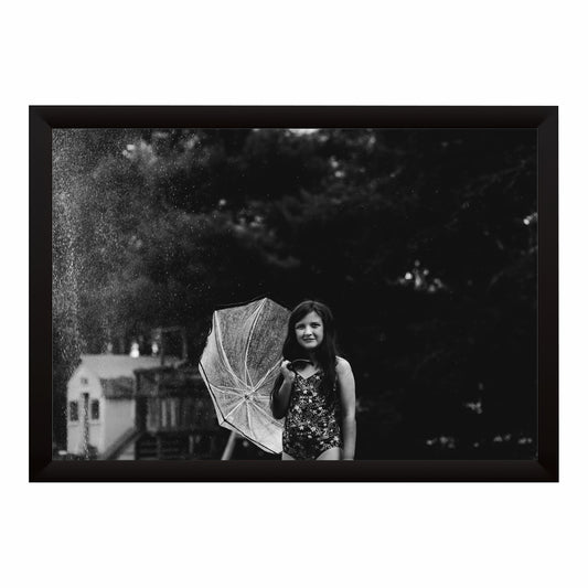 Rainy Day Girl Wall Art | Black & White Photography