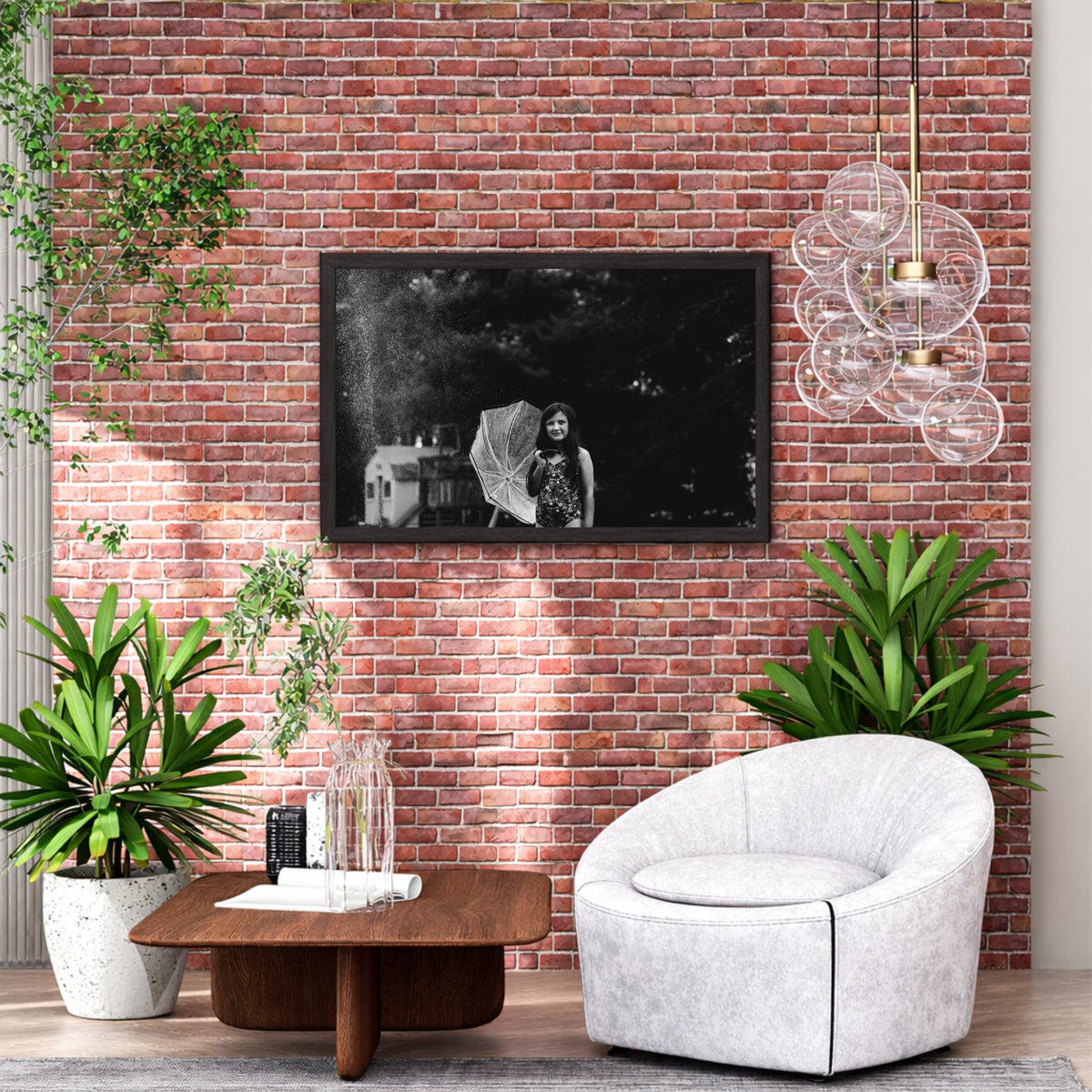 Rainy Day Girl Wall Art | Black & White Photography