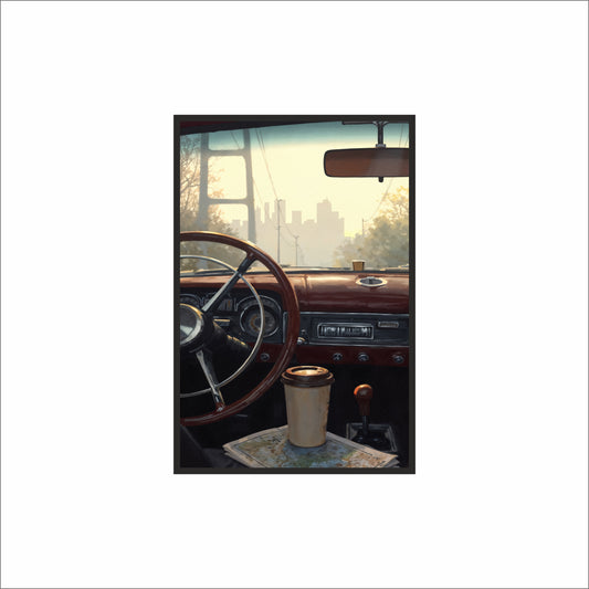 “City Drive Nostalgia” Wall Art Photo Frame – Retro Road Trip Vibes