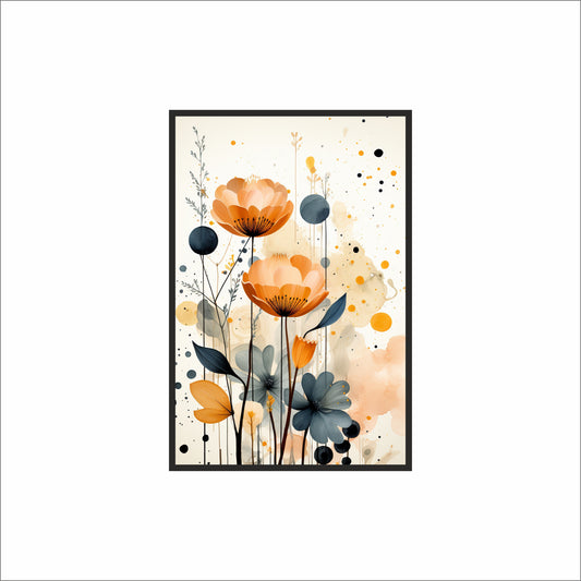 Amber Bloom – Floral Serenity Wall Frame 🌼✨
