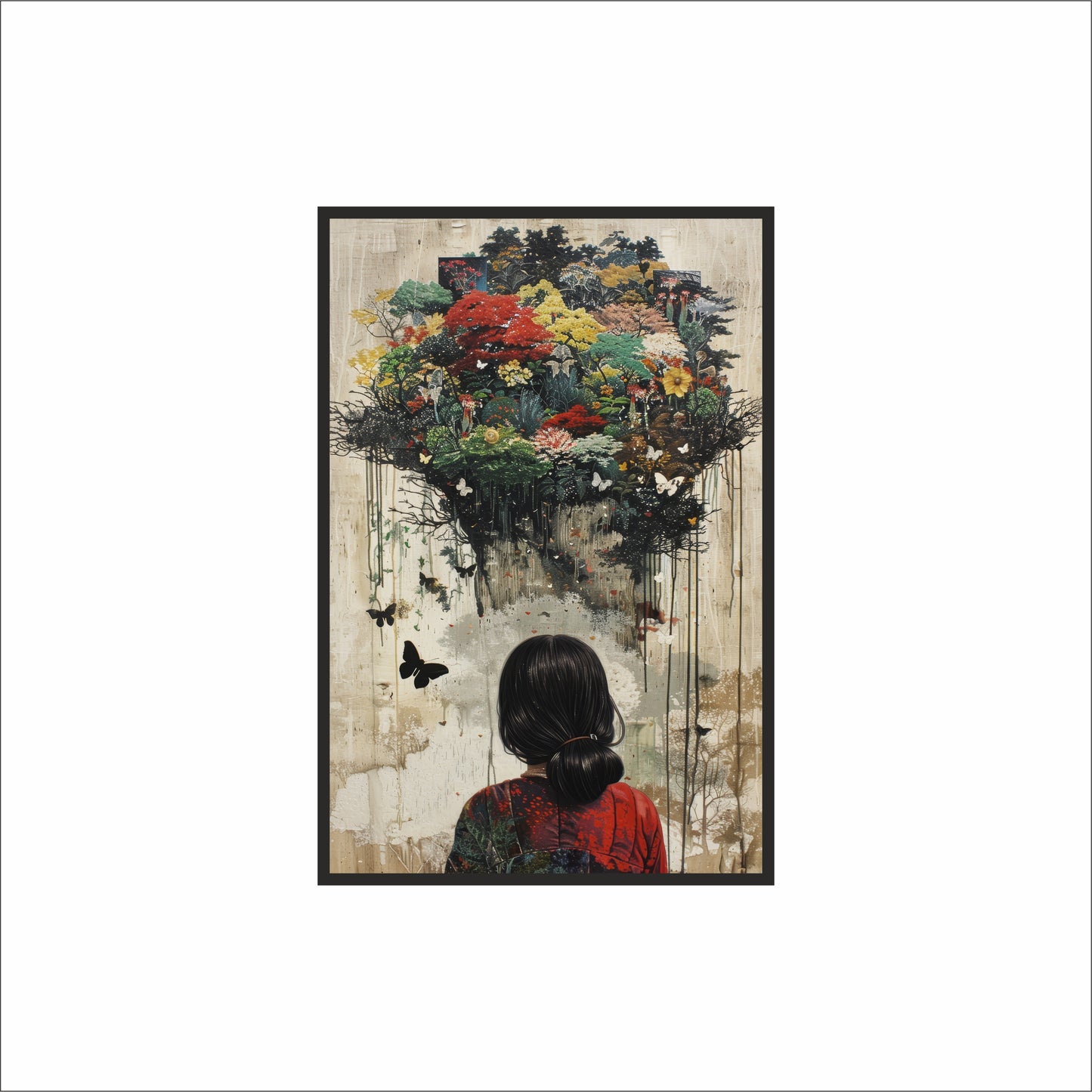 Mind Garden – Bloom of Thoughts Wall Frame 🌿🦋