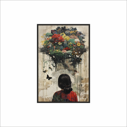 Mind Garden – Bloom of Thoughts Wall Frame 🌿🦋