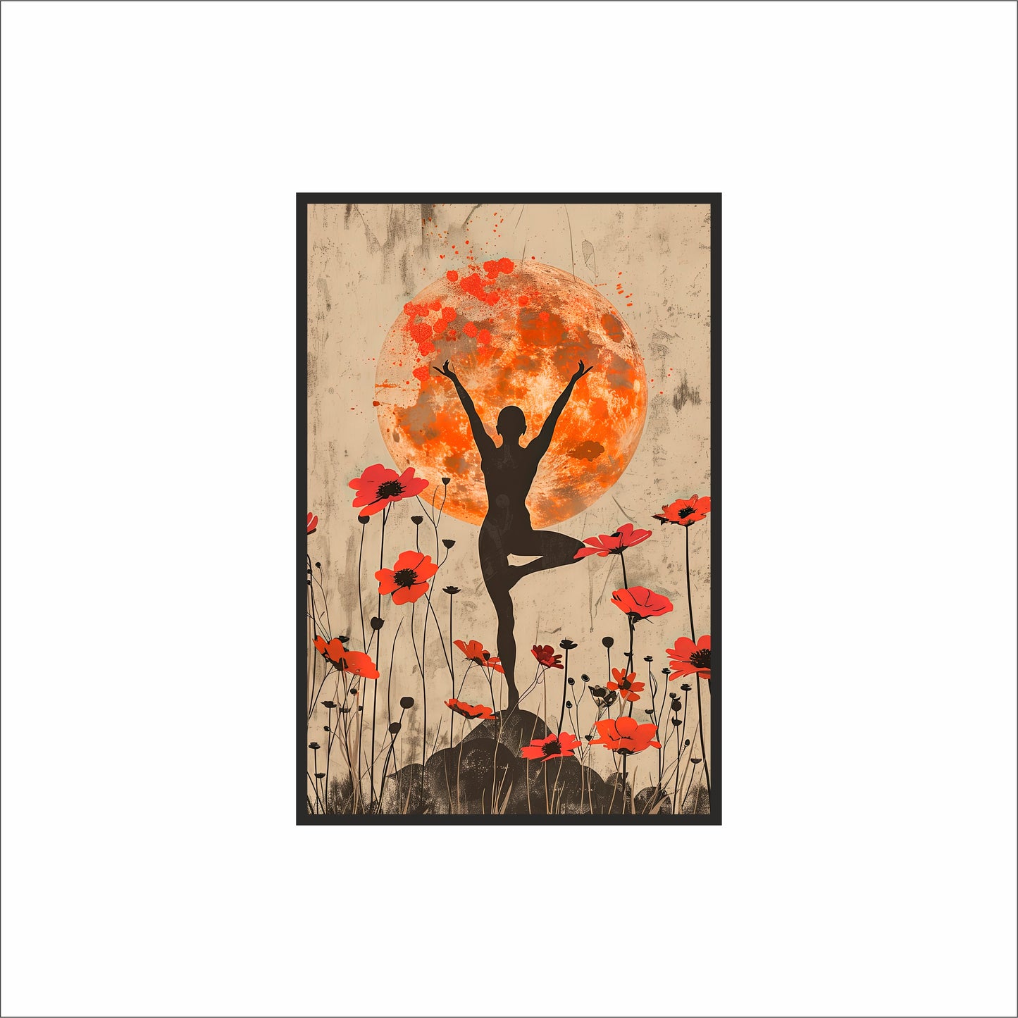 Moon Bloom – Dance of Serenity Wall Frame 🌕🌺