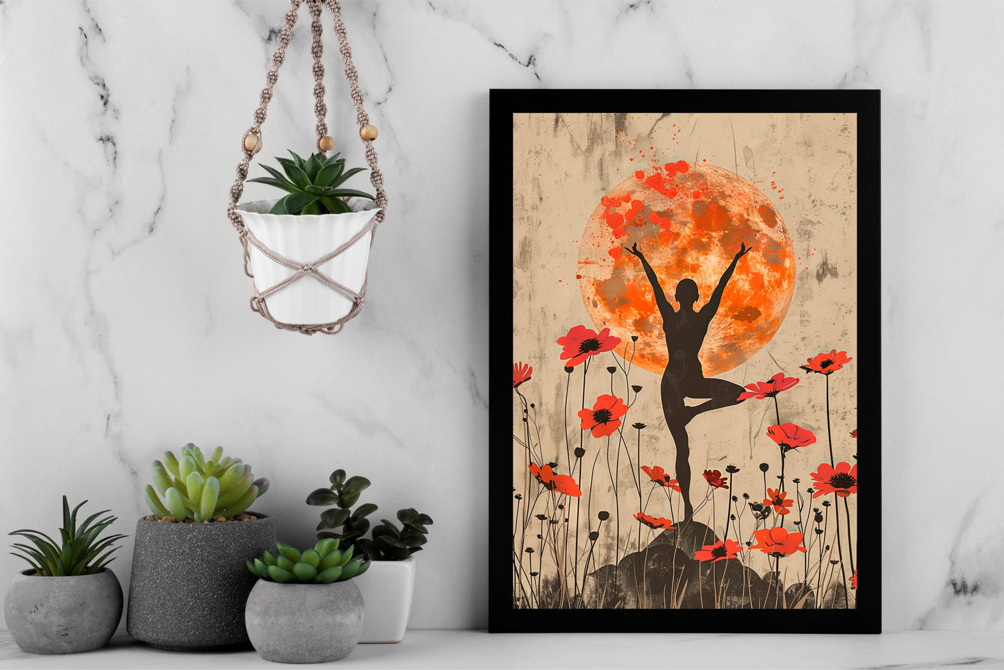 Moon Bloom – Dance of Serenity Wall Frame 🌕🌺