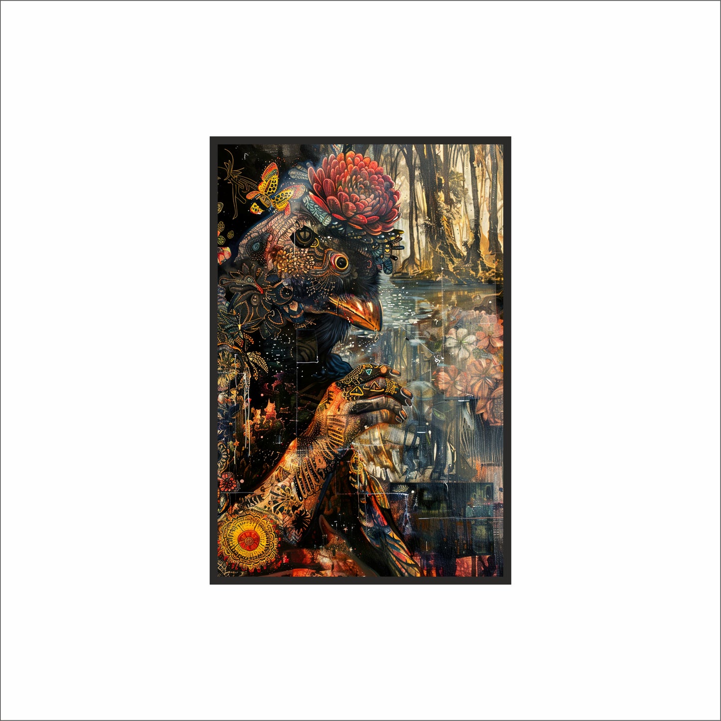 Spirit of the Wild – Mystical Reflection Wall Frame 🦋🔥