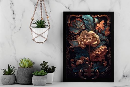 Golden Bloom – The Regal Botanical Wall Frame 🌿✨