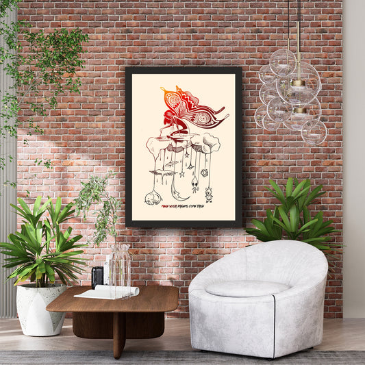 Dreams Come True Wall Art | Whimsical Butterfly & Fantasy Illustration