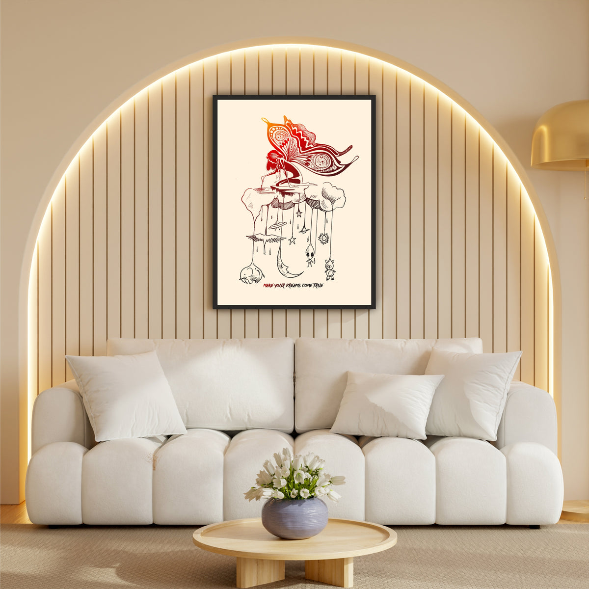 Dreams Come True Wall Art | Whimsical Butterfly & Fantasy Illustration