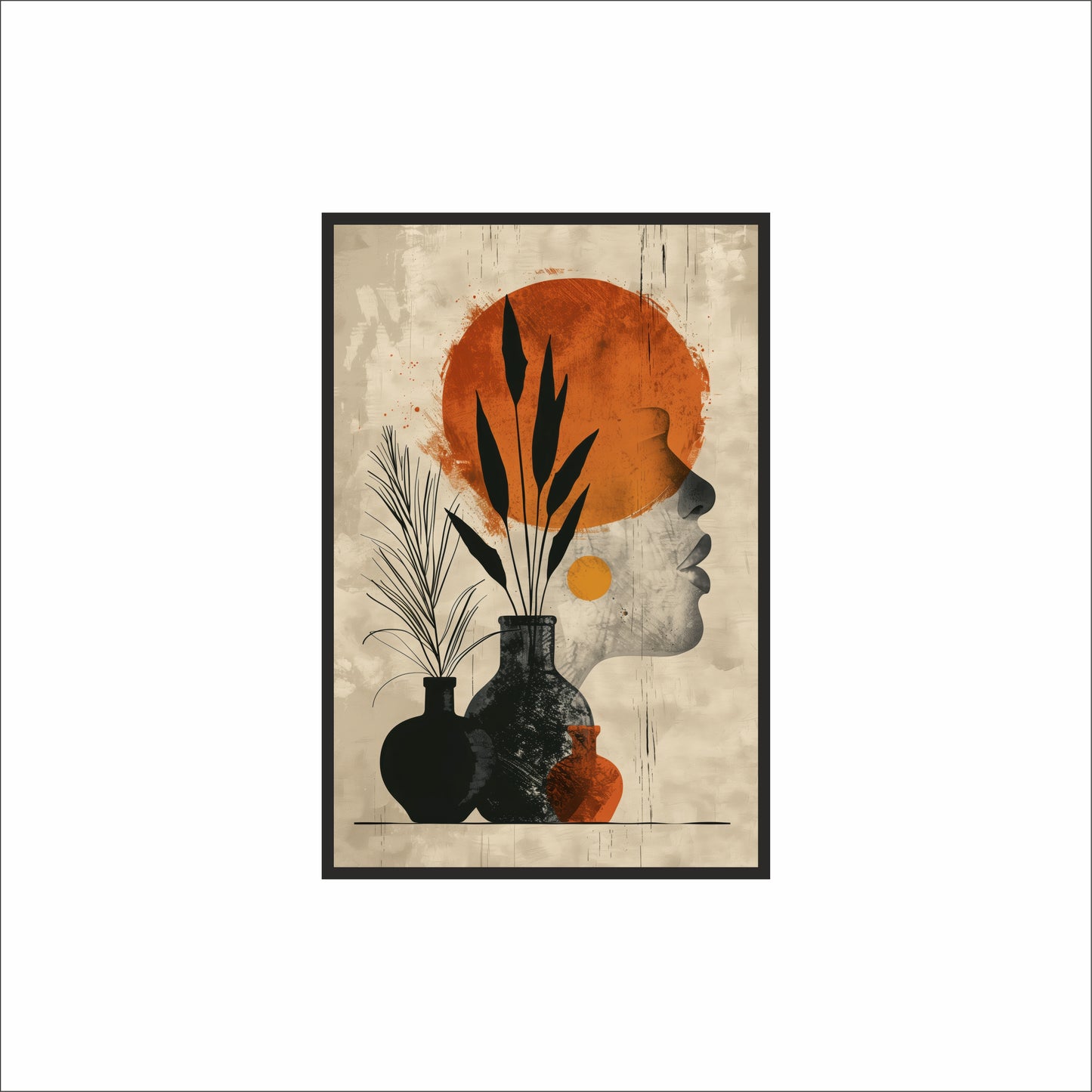 “Abstract Harmony” Wall Frame – Modern Art Meets Timeless Elegance 🖤🧡