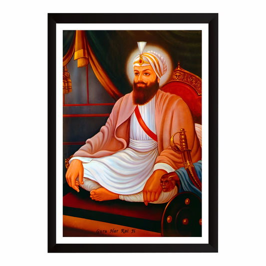 Guru Har Rai Ji Wall Art | Seventh Sikh Guru Canvas | Sikh Spiritual Home Decor | Devotional Artwork