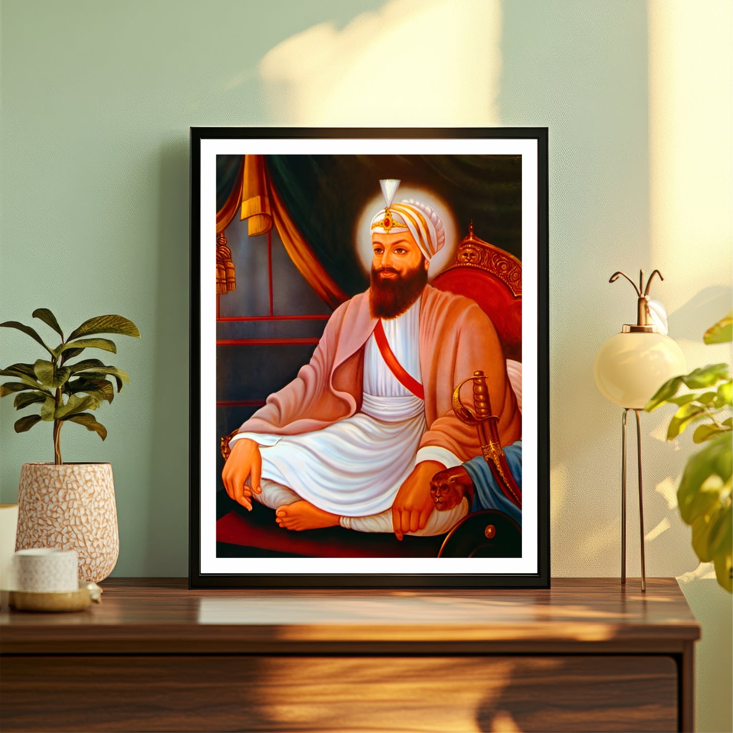 Guru Har Rai Ji Wall Art | Seventh Sikh Guru Canvas | Sikh Spiritual Home Decor | Devotional Artwork