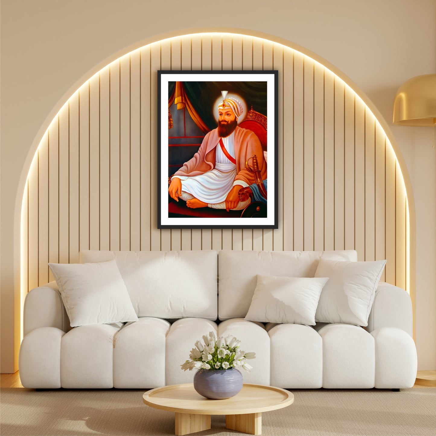 Guru Har Rai Ji Wall Art | Seventh Sikh Guru Canvas | Sikh Spiritual Home Decor | Devotional Artwork