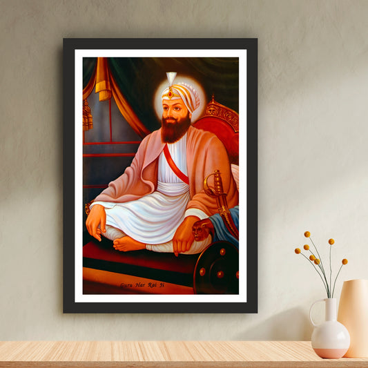 Guru Har Rai Ji Wall Art | Seventh Sikh Guru Canvas | Sikh Spiritual Home Decor | Devotional Artwork