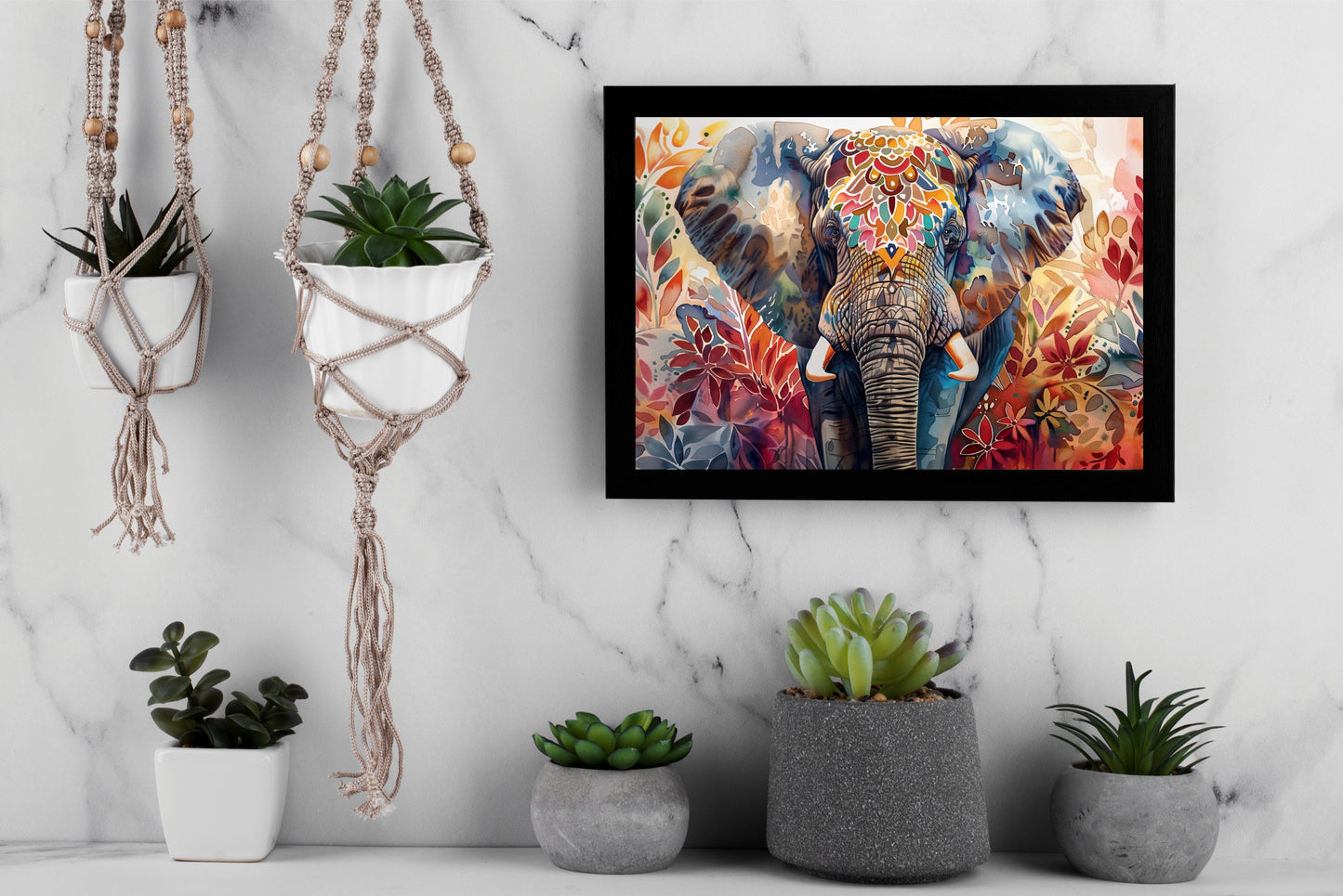 Majestic Spirit – The Royal Elephant Wall Frame 🐘🌺
