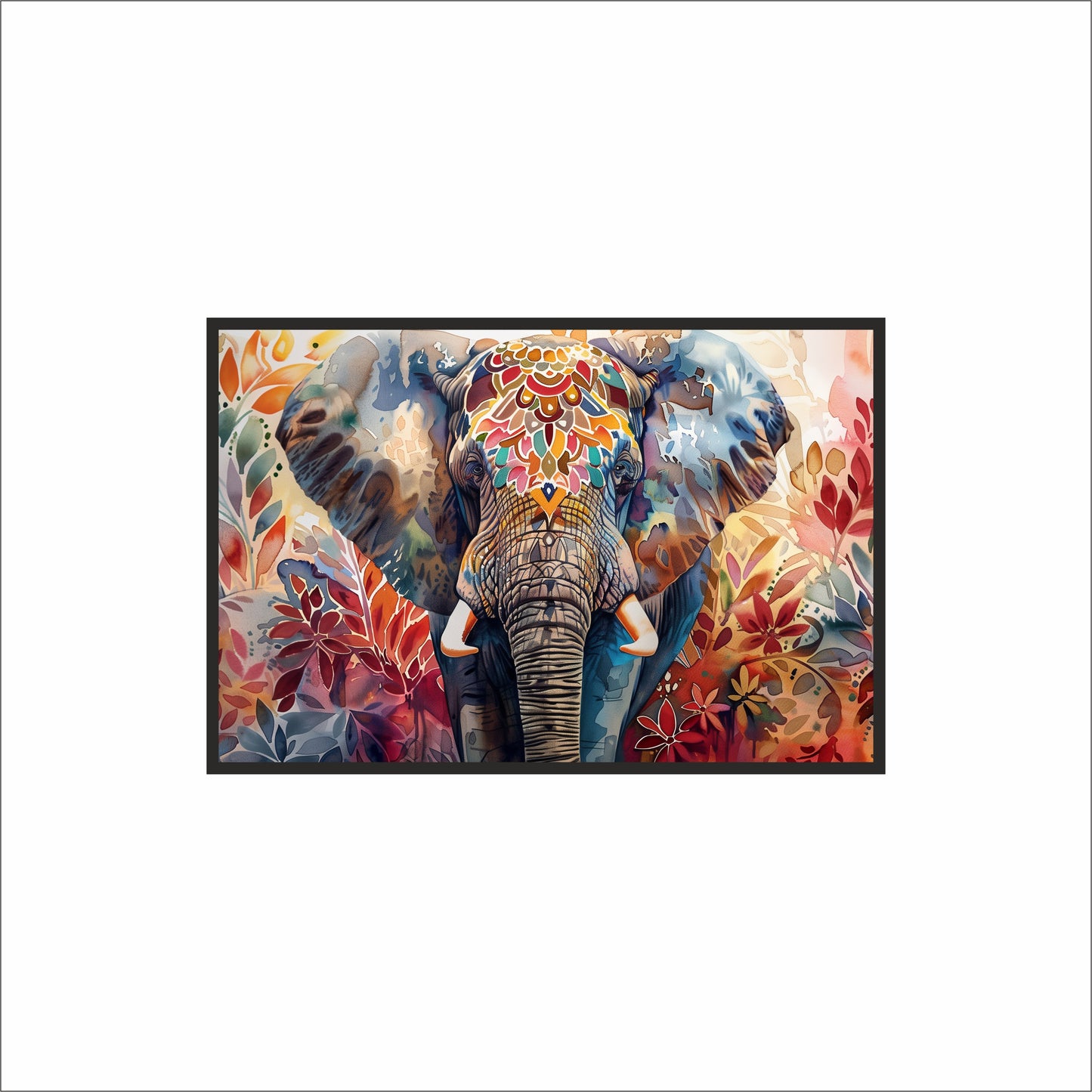 Majestic Spirit – The Royal Elephant Wall Frame 🐘🌺