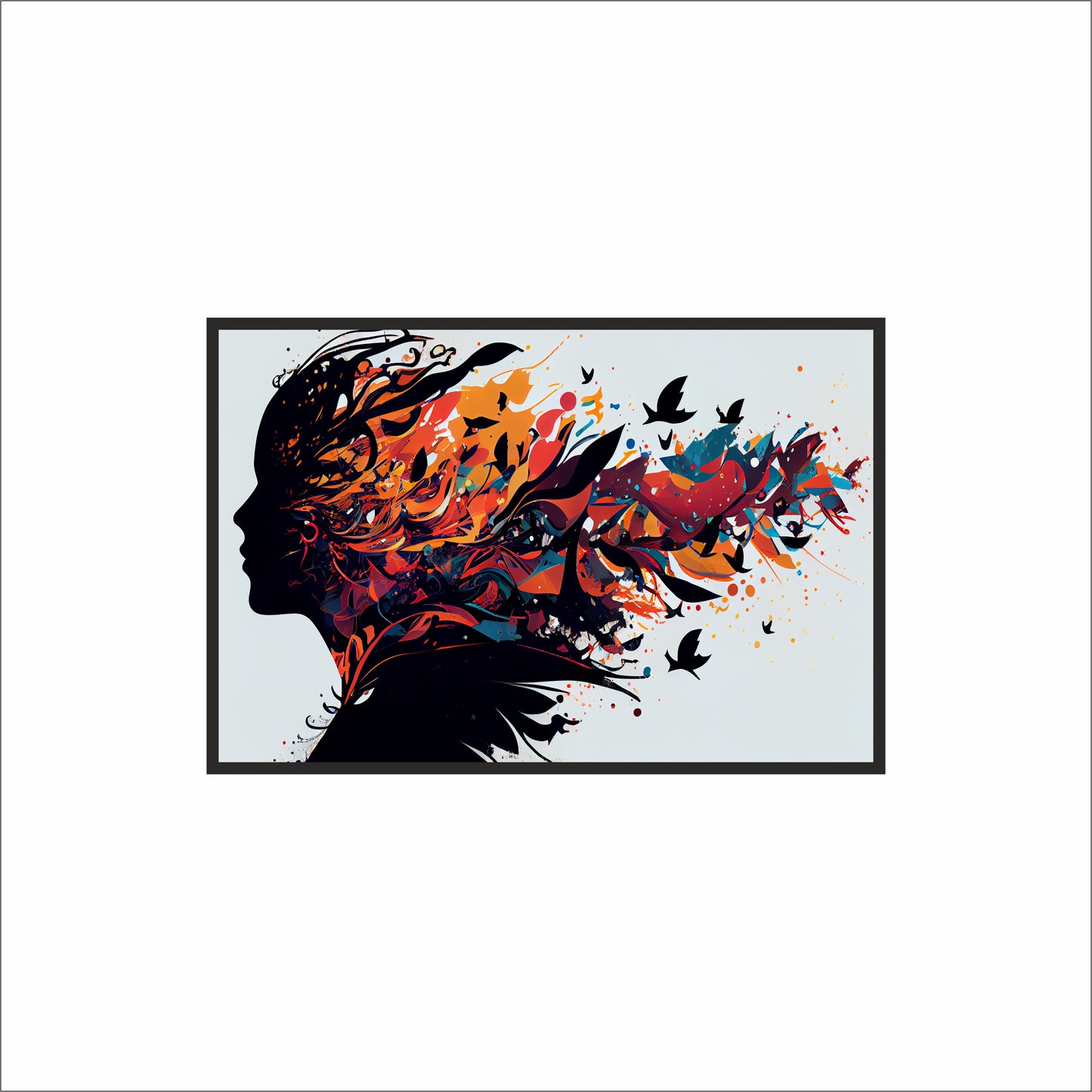 Wings of Thought – Abstract Freedom Wall Frame 🕊️🔥