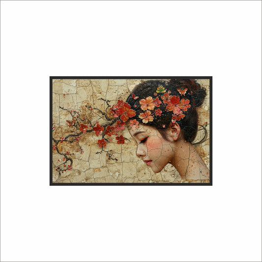 Silent Bloom – The Serenity Within Wall Frame 🌸🕊️