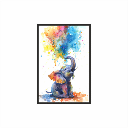 Joy in Colors – Playful Elephant Wall Frame 🐘🌈