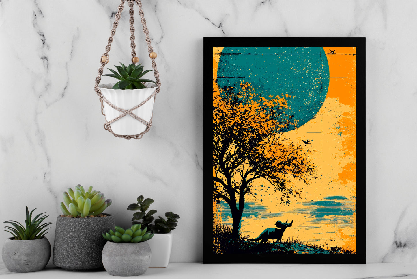 Rhino Dreamscape – Echoes of the Wild Wall Frame 🌕🌿