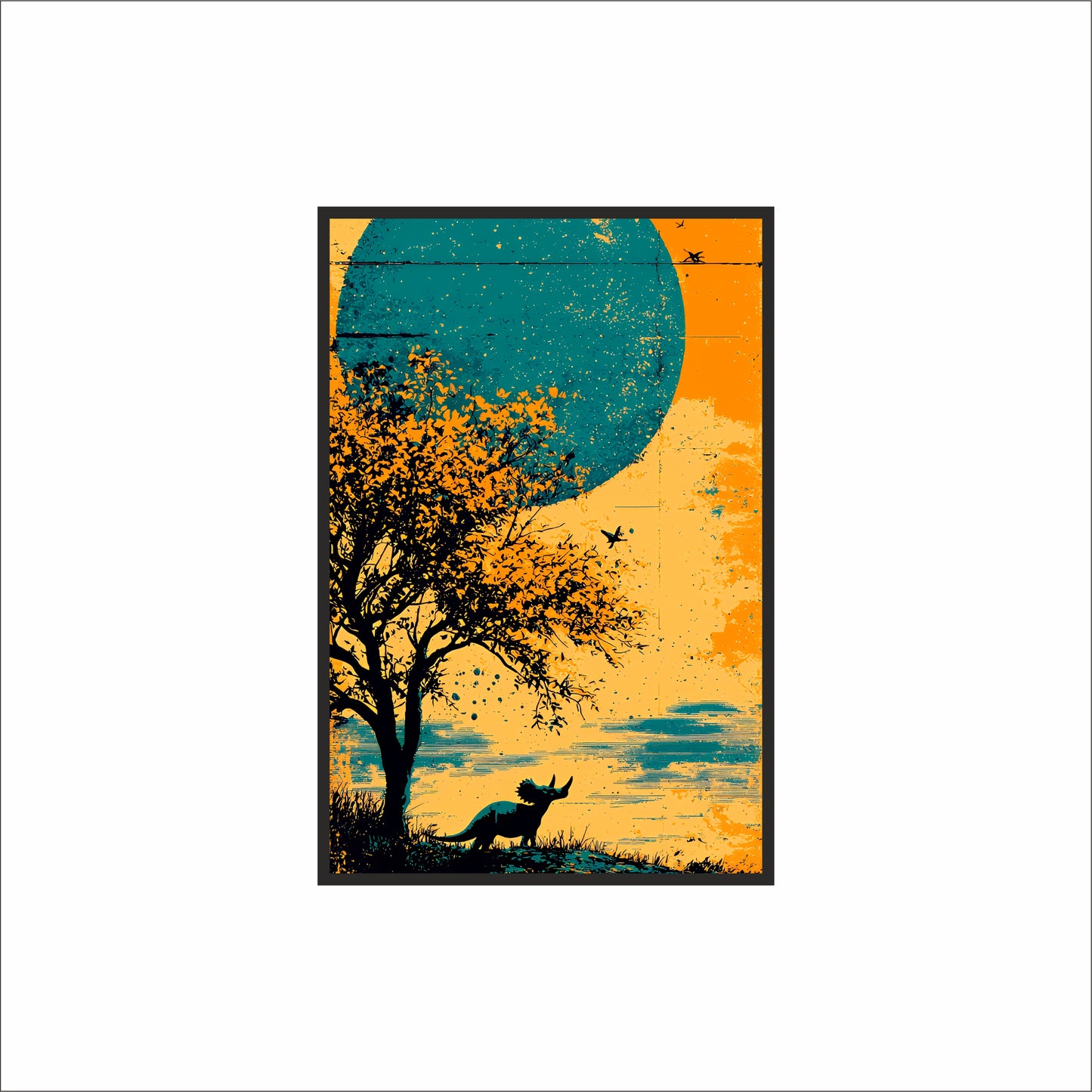 Rhino Dreamscape – Echoes of the Wild Wall Frame 🌕🌿