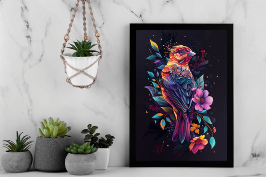 Celestial Song – The Radiant Bird Wall Frame 🕊️🌸