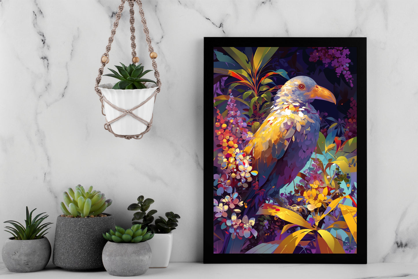 Mystic Bloom – The Enchanted Bird Wall Frame 🕊️🌺