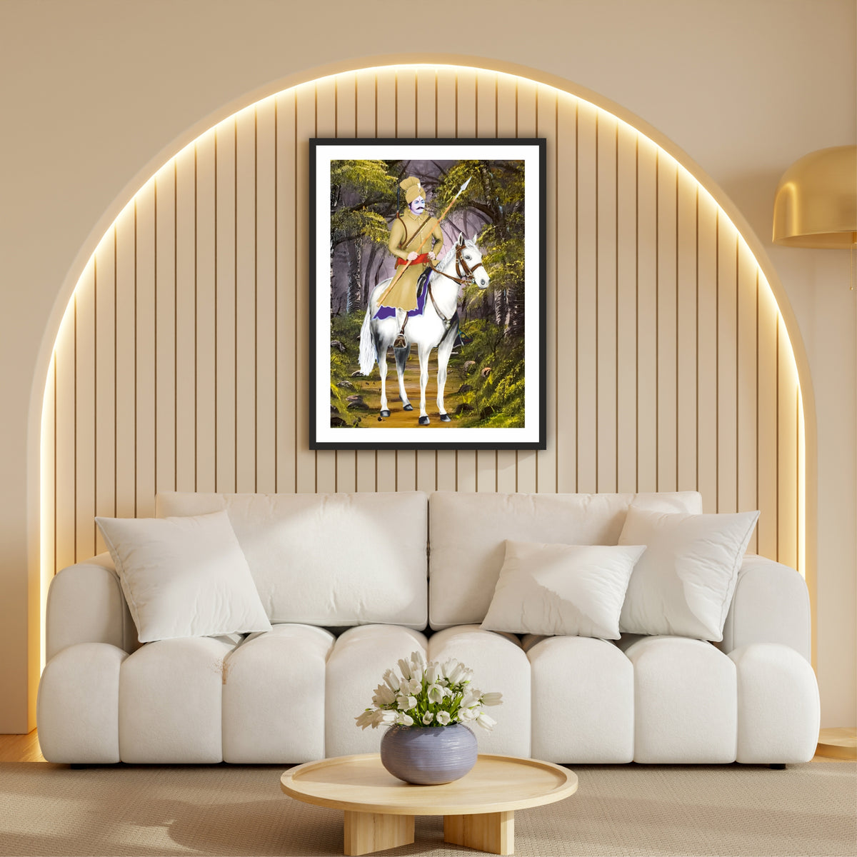 Sabal Singh Bawri Wall Art | Folk Deity Warrior Portrait | Rajasthan & Haryana Heritage | Spiritual Home Decor